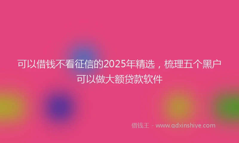 可以借钱不看征信的2025年精选，梳理五个黑户可以做大额贷款软件