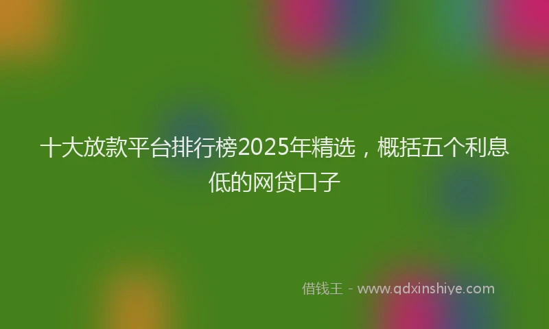 十大放款平台排行榜2025年精选，概括五个利息低的网贷口子