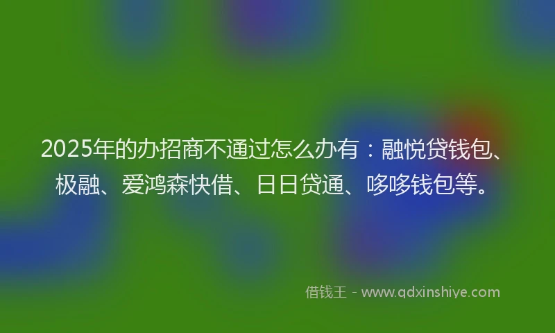 2025年的办招商不通过怎么办有：融悦贷钱包、极融、爱鸿森快借、日日贷通、哆哆钱包等。