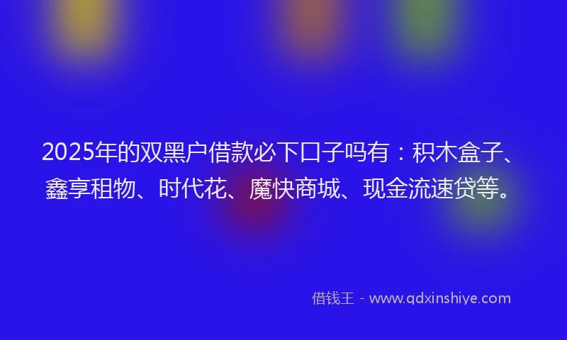 2025年的双黑户借款必下口子吗有：积木盒子、鑫享租物、时代花、魔快商城、现金流速贷等。