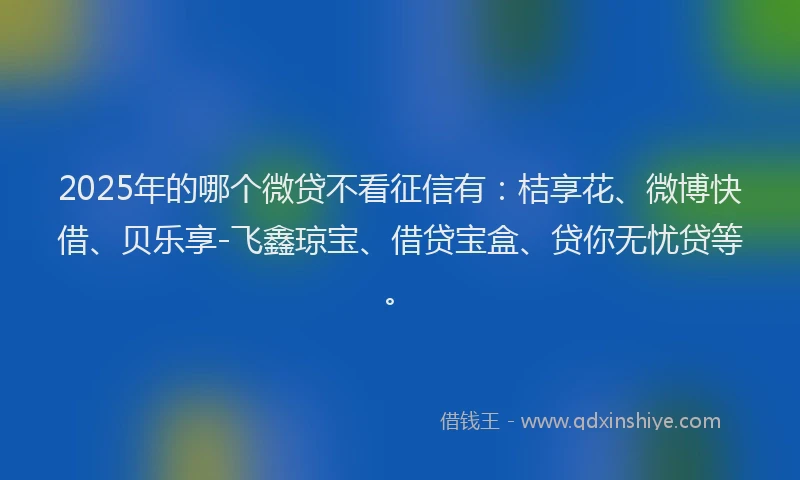 2025年的哪个微贷不看征信有：桔享花、微博快借、贝乐享-飞鑫琼宝、借贷宝盒、贷你无忧贷等。