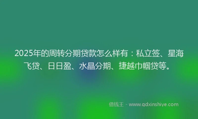 2025年的周转分期贷款怎么样有：私立签、星海飞贷、日日盈、水晶分期、捷越巾帼贷等。