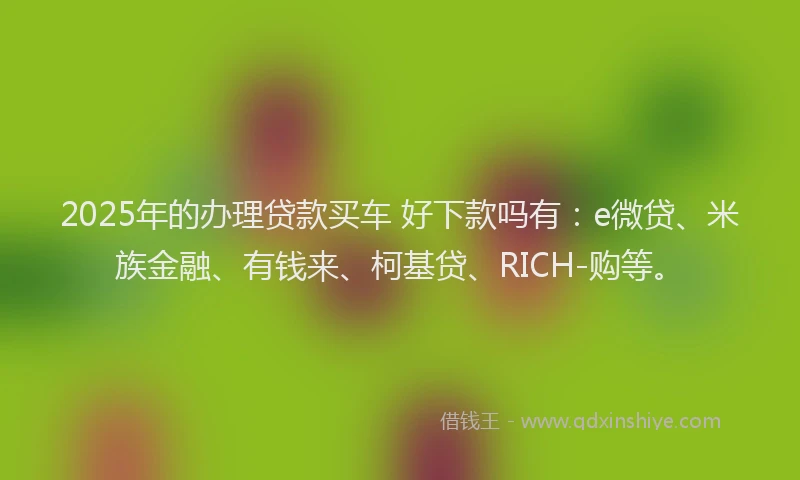 2025年的办理贷款买车 好下款吗有：e微贷、米族金融、有钱来、柯基贷、RICH-购等。