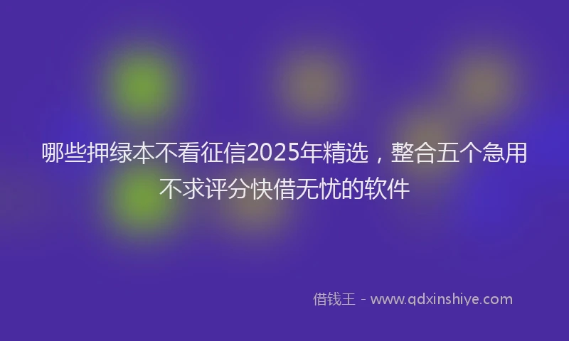 哪些押绿本不看征信2025年精选，整合五个急用不求评分快借无忧的软件