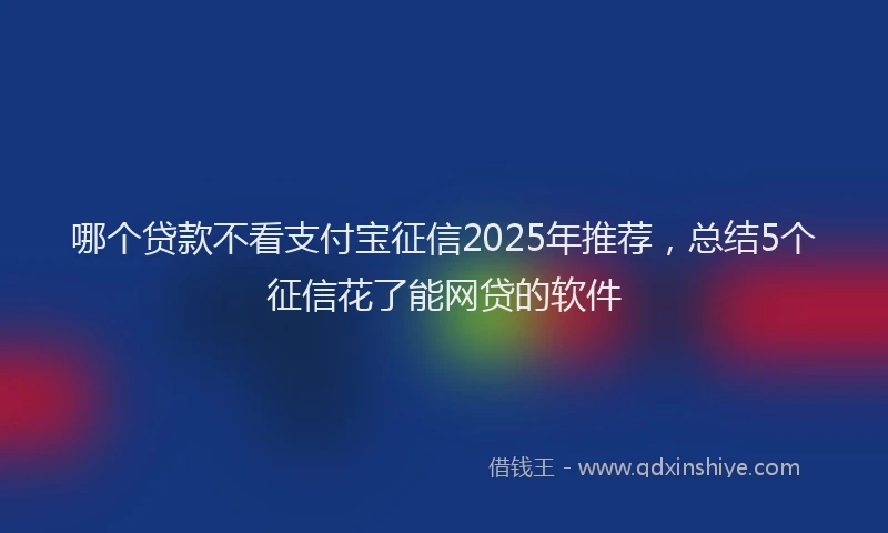 哪个贷款不看支付宝征信2025年推荐，总结5个征信花了能网贷的软件