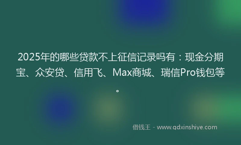 2025年的哪些贷款不上征信记录吗有：现金分期宝、众安贷、信用飞、Max商城、瑞信Pro钱包等。