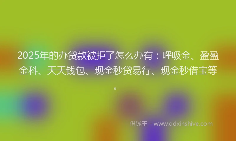 2025年的办贷款被拒了怎么办有：呼吸金、盈盈金科、天天钱包、现金秒贷易行、现金秒借宝等。