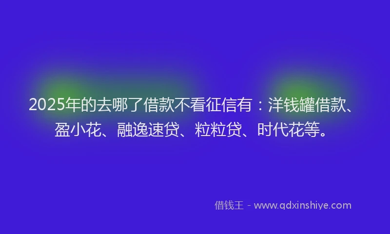 2025年的去哪了借款不看征信有：洋钱罐借款、盈小花、融逸速贷、粒粒贷、时代花等。