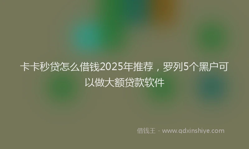 卡卡秒贷怎么借钱2025年推荐，罗列5个黑户可以做大额贷款软件