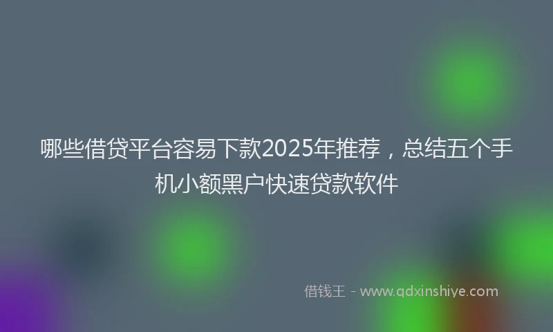 哪些借贷平台容易下款2025年推荐，总结五个手机小额黑户快速贷款软件