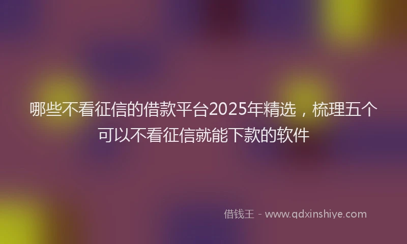 哪些不看征信的借款平台2025年精选，梳理五个可以不看征信就能下款的软件