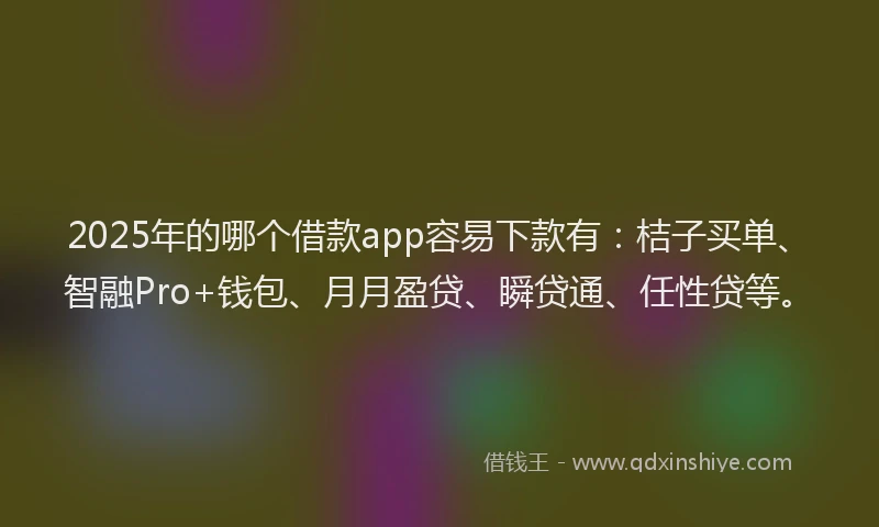 2025年的哪个借款app容易下款有：桔子买单、智融Pro+钱包、月月盈贷、瞬贷通、任性贷等。