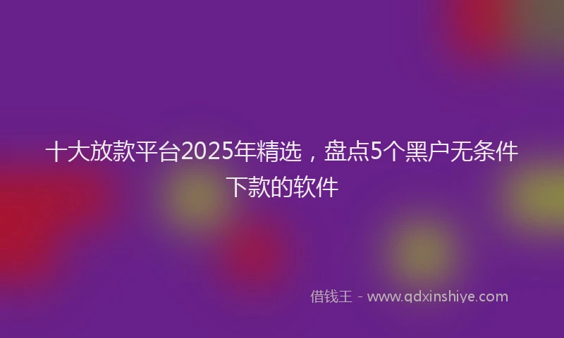 十大放款平台2025年精选，盘点5个黑户无条件下款的软件