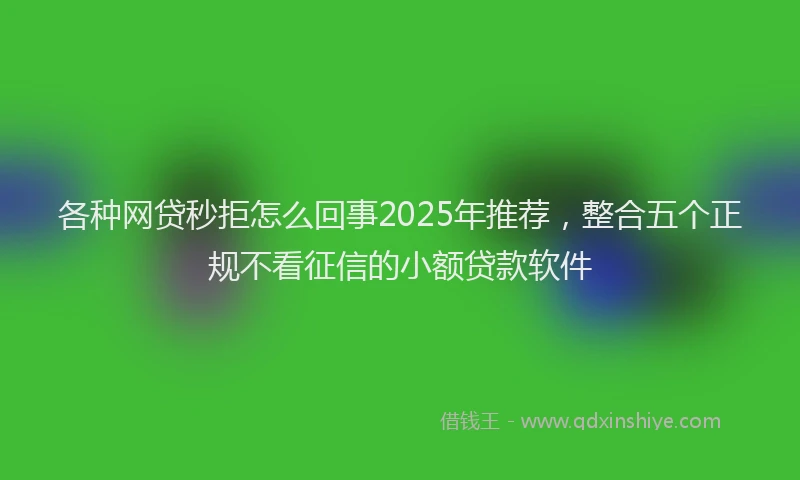 各种网贷秒拒怎么回事2025年推荐，整合五个正规不看征信的小额贷款软件