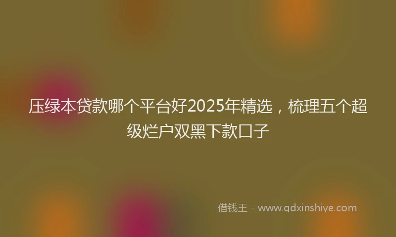压绿本贷款哪个平台好2025年精选，梳理五个超级烂户双黑下款口子
