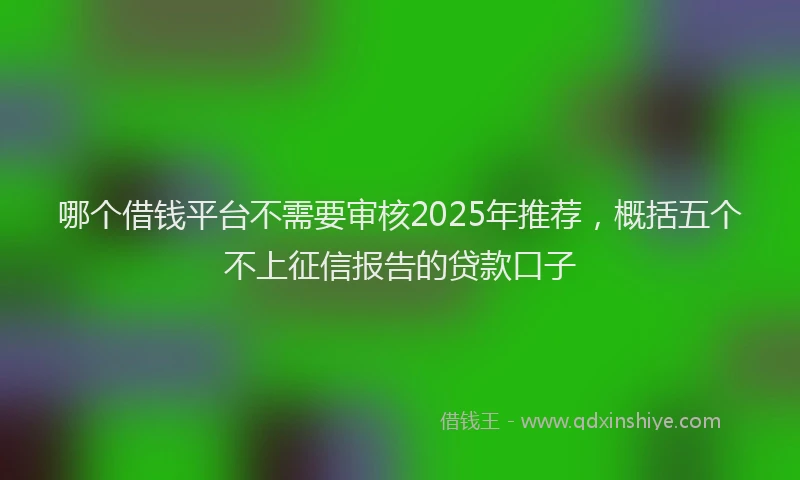 哪个借钱平台不需要审核2025年推荐，概括五个不上征信报告的贷款口子