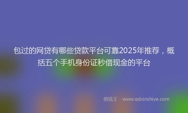 包过的网贷有哪些贷款平台可靠2025年推荐，概括五个手机身份证秒借现金的平台