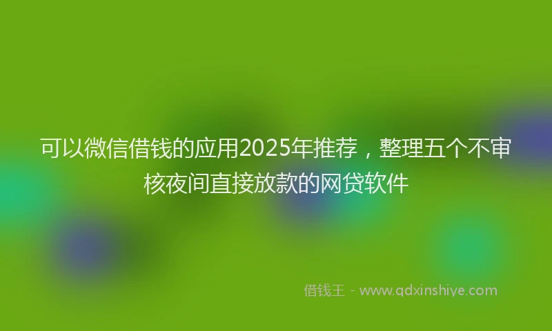 可以微信借钱的应用2025年推荐，整理五个不审核夜间直接放款的网贷软件