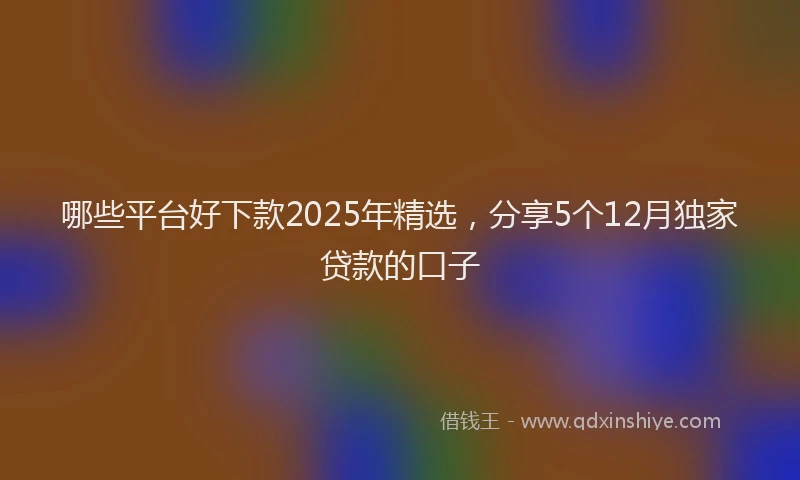 哪些平台好下款2025年精选，分享5个12月独家贷款的口子
