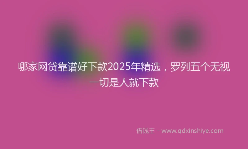 哪家网贷靠谱好下款2025年精选，罗列五个无视一切是人就下款