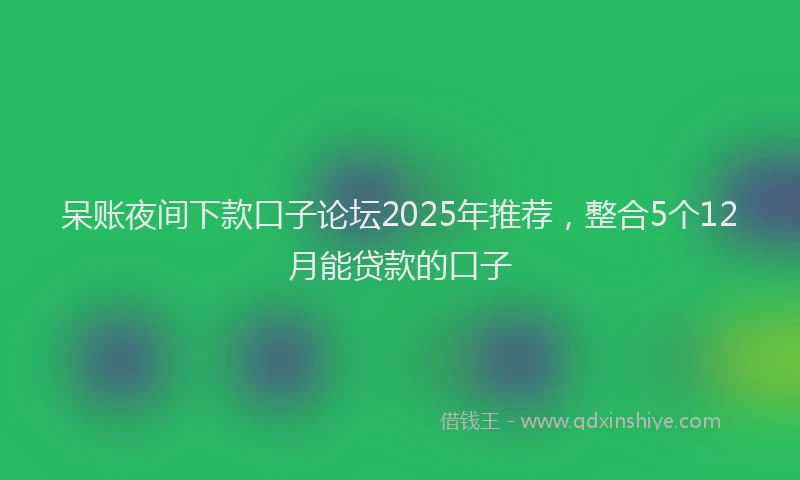 呆账夜间下款口子论坛2025年推荐，整合5个12月能贷款的口子