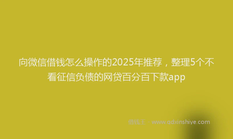 向微信借钱怎么操作的2025年推荐，整理5个不看征信负债的网贷百分百下款app