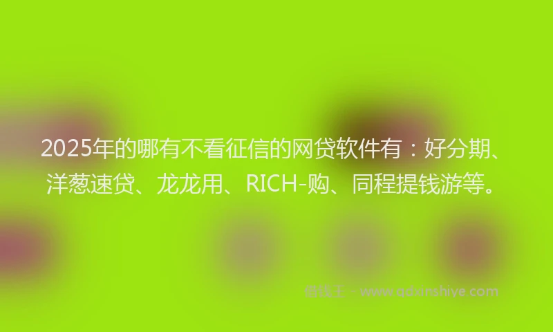 2025年的哪有不看征信的网贷软件有：好分期、洋葱速贷、龙龙用、RICH-购、同程提钱游等。