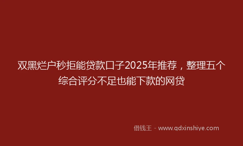 双黑烂户秒拒能贷款口子2025年推荐，整理五个综合评分不足也能下款的网贷