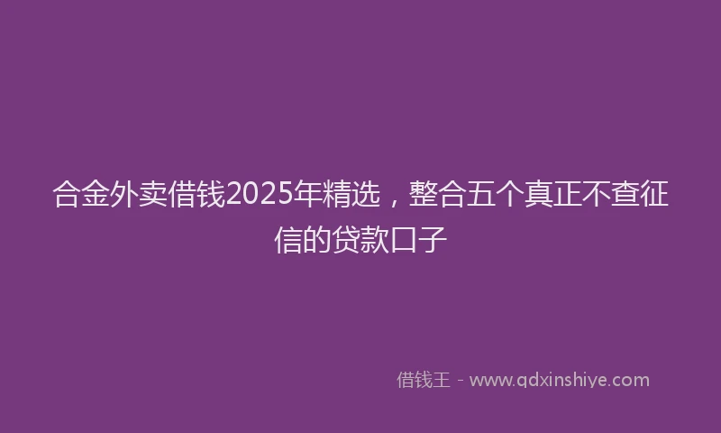 合金外卖借钱2025年精选，整合五个真正不查征信的贷款口子