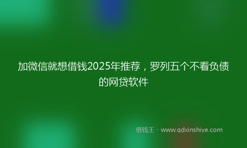 加微信就想借钱2025年推荐，罗列五个不看负债的网贷软件