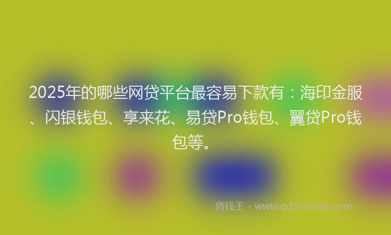 2025年的哪些网贷平台最容易下款有：海印金服、闪银钱包、享来花、易贷Pro钱包、翼贷Pro钱包等。