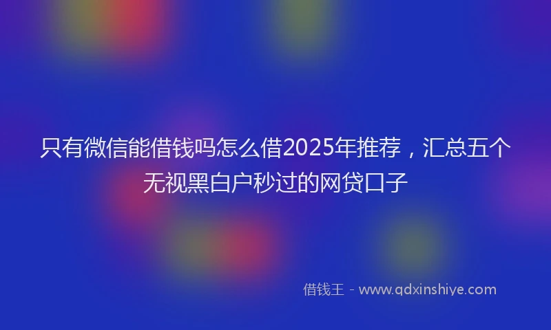 只有微信能借钱吗怎么借2025年推荐，汇总五个无视黑白户秒过的网贷口子