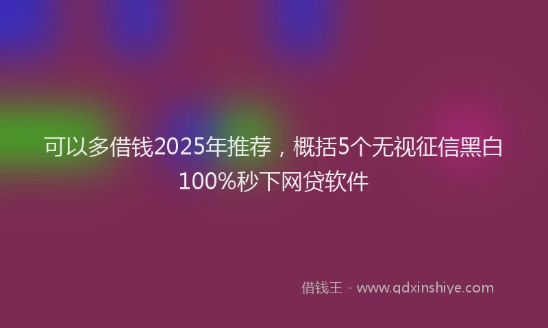 可以多借钱2025年推荐，概括5个无视征信黑白100%秒下网贷软件