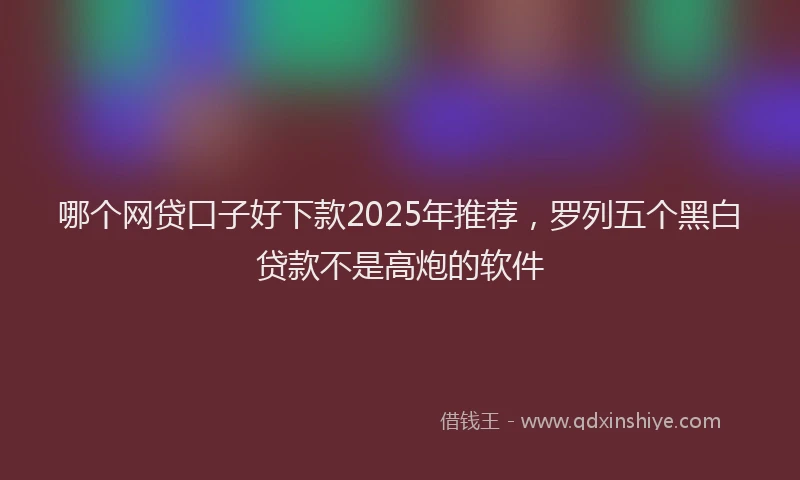 哪个网贷口子好下款2025年推荐，罗列五个黑白贷款不是高炮的软件