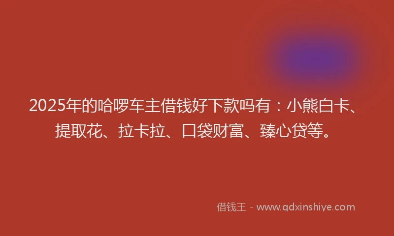 2025年的哈啰车主借钱好下款吗有：小熊白卡、提取花、拉卡拉、口袋财富、臻心贷等。