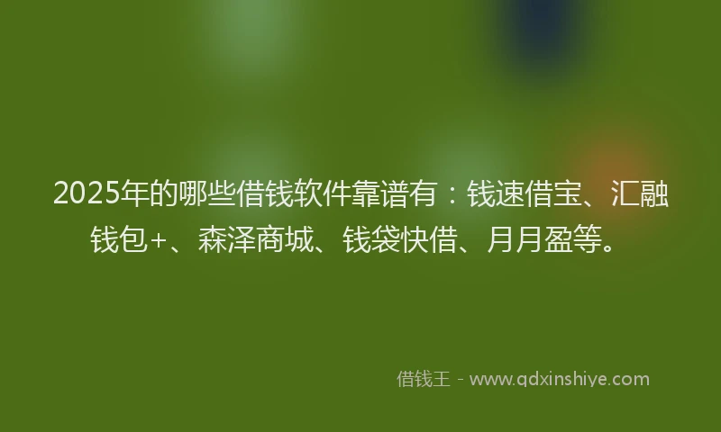 2025年的哪些借钱软件靠谱有：钱速借宝、汇融钱包+、森泽商城、钱袋快借、月月盈等。