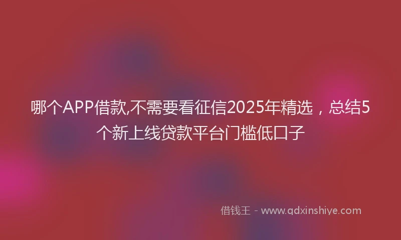哪个APP借款,不需要看征信2025年精选，总结5个新上线贷款平台门槛低口子