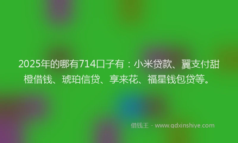 2025年的哪有714口子有：小米贷款、翼支付甜橙借钱、琥珀信贷、享来花、福星钱包贷等。