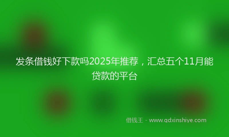 发条借钱好下款吗2025年推荐，汇总五个11月能贷款的平台