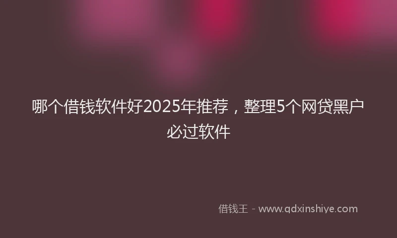 哪个借钱软件好2025年推荐，整理5个网贷黑户必过软件
