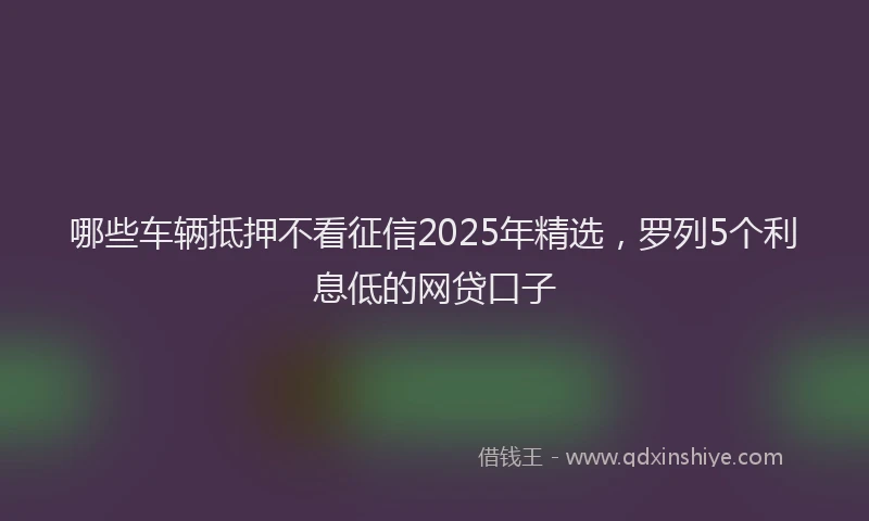 哪些车辆抵押不看征信2025年精选，罗列5个利息低的网贷口子