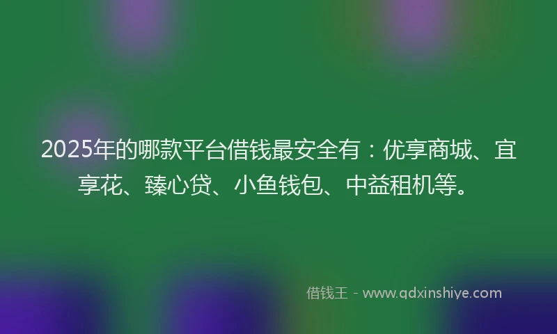 2025年的哪款平台借钱最安全有：优享商城、宜享花、臻心贷、小鱼钱包、中益租机等。