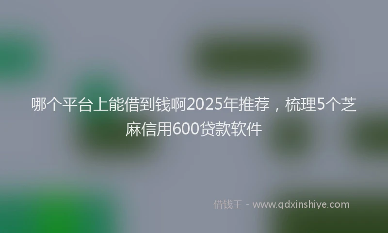 哪个平台上能借到钱啊2025年推荐，梳理5个芝麻信用600贷款软件