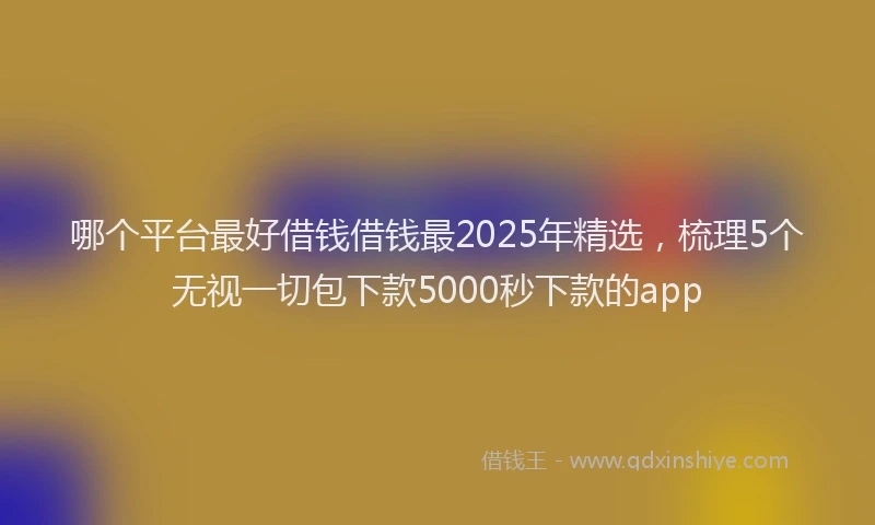 哪个平台最好借钱借钱最2025年精选，梳理5个无视一切包下款5000秒下款的app