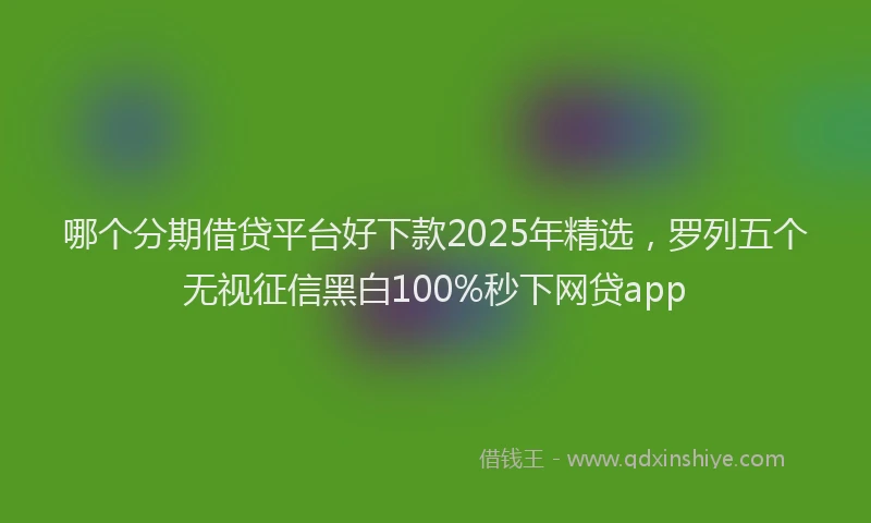哪个分期借贷平台好下款2025年精选，罗列五个无视征信黑白100%秒下网贷app