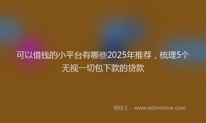 可以借钱的小平台有哪些2025年推荐，梳理5个无视一切包下款的贷款