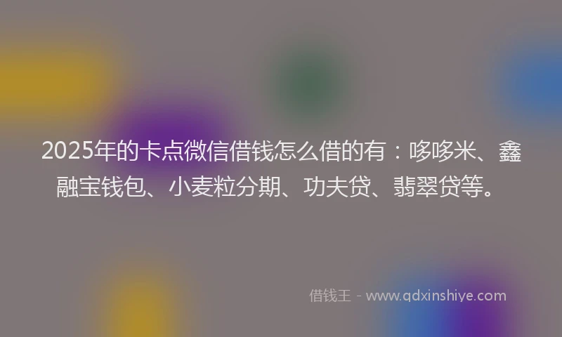 2025年的卡点微信借钱怎么借的有：哆哆米、鑫融宝钱包、小麦粒分期、功夫贷、翡翠贷等。