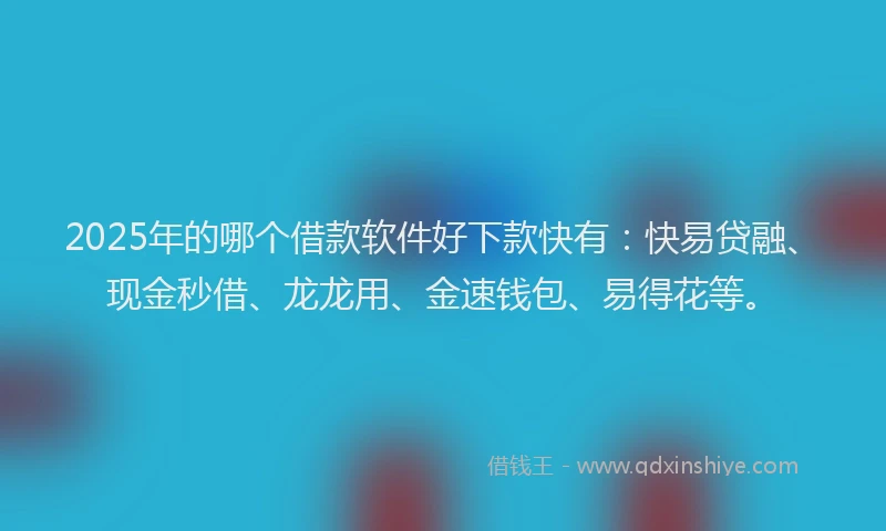2025年的哪个借款软件好下款快有：快易贷融、现金秒借、龙龙用、金速钱包、易得花等。