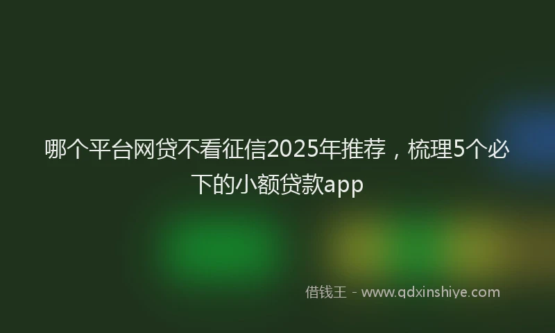 哪个平台网贷不看征信2025年推荐，梳理5个必下的小额贷款app