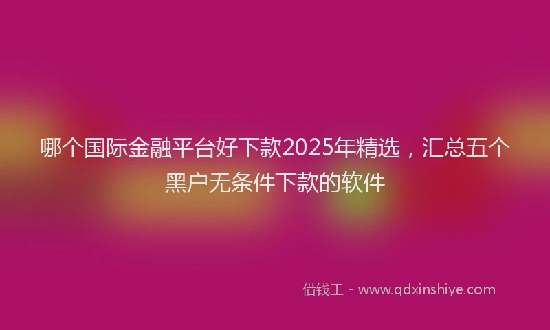 哪个国际金融平台好下款2025年精选，汇总五个黑户无条件下款的软件